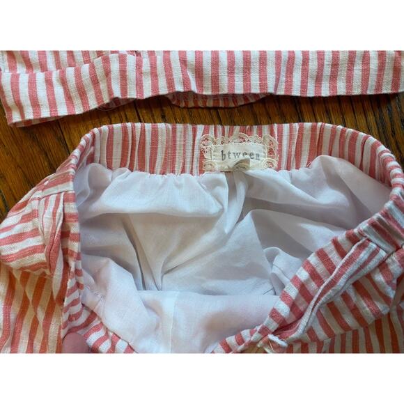 Btween Adorable Outfit Stripe Pink Girls Size 8 Blended Linen - Picture 4 of 4